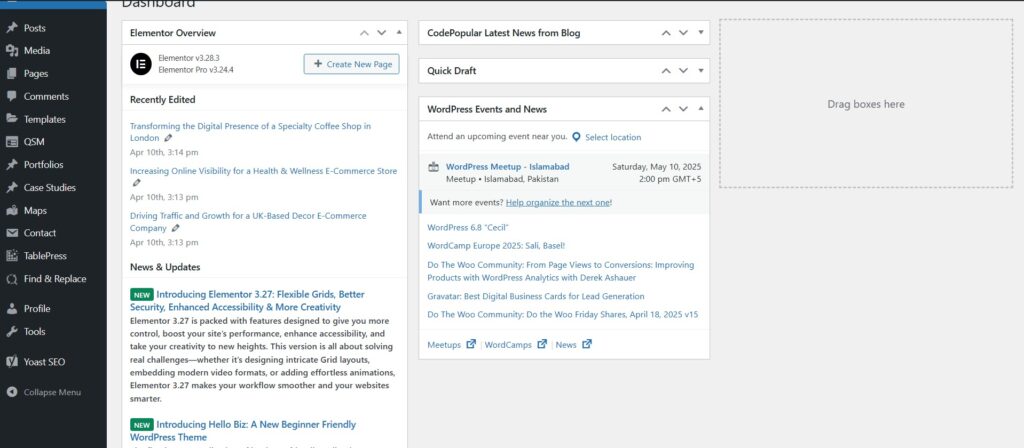 WordPress Dashboard