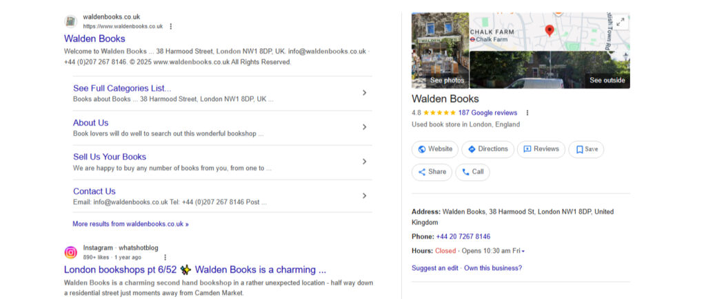 GoogleMy Business Profile for Waldenbooks